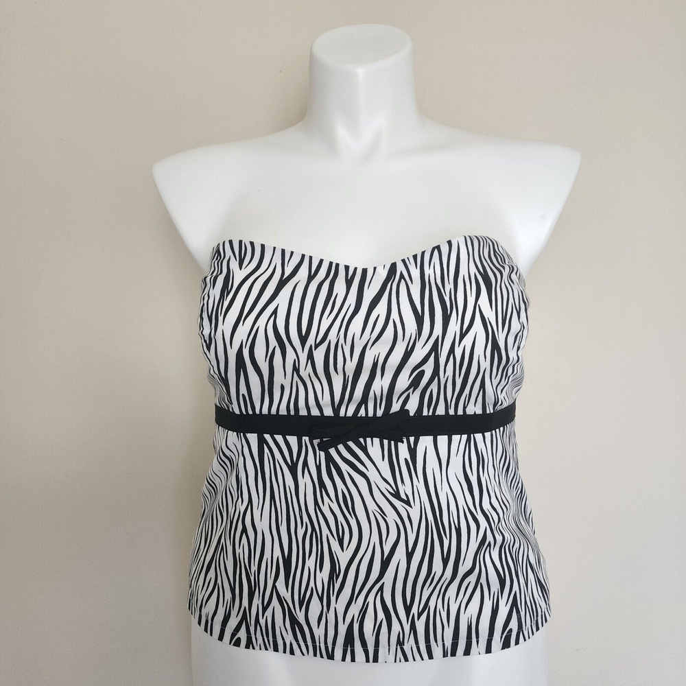 WHBM Size Large Strapless Zebra Print Top White House Black Market Blouse Shirt